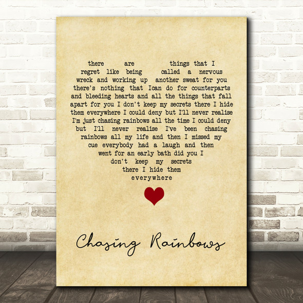 Shed Seven Chasing Rainbows Vintage Heart Song Lyric Quote Music Print