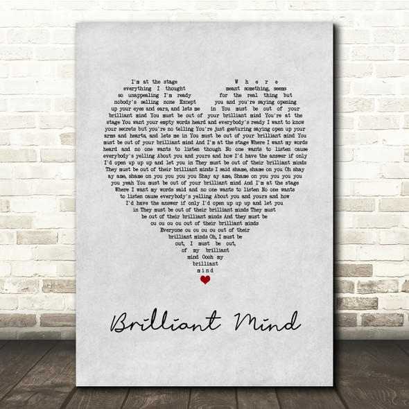 Furniture Brilliant Mind 1986 Grey Heart Song Lyric Quote Music Print