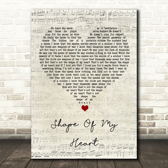 Sting Shape Of My Heart Script Heart Song Lyric Quote Music Print