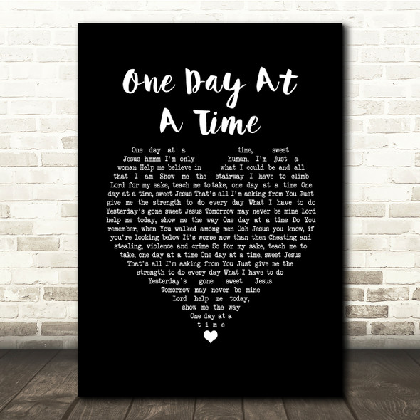 Lena Martell One Day At A Time Black Heart Song Lyric Quote Music Print