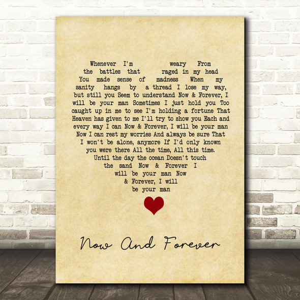 Richard Marx Now And Forever Vintage Heart Song Lyric Quote Music Print