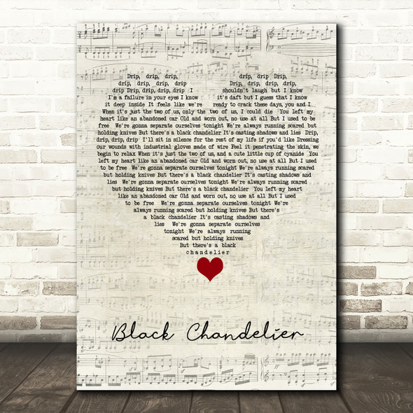 Biffy Clyro Black Chandelier Script Heart Song Lyric Quote Music Print