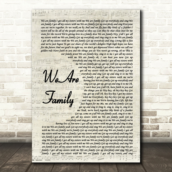 Sister Sledge We Are Family Vintage Script Song Lyric Quote Music Print