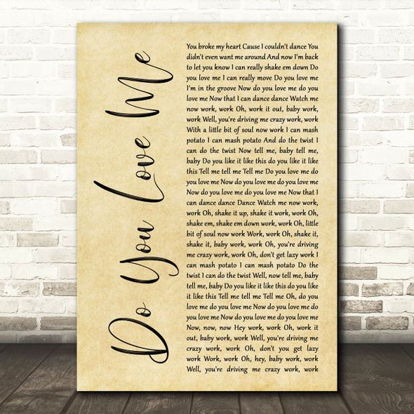 The Contours Do You Love Me Rustic Script Song Lyric Quote Music Print