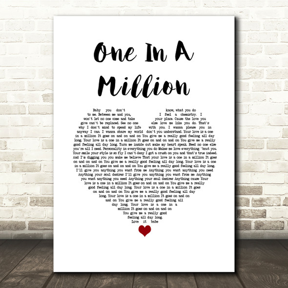 Aaliyah One In A Million White Heart Song Lyric Quote Music Print