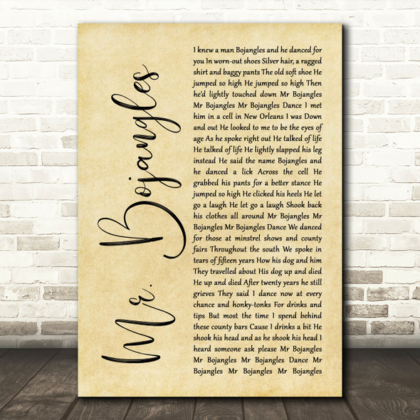 Sammy Davis Jr Mr. Bojangles Rustic Script Song Lyric Quote Music Print