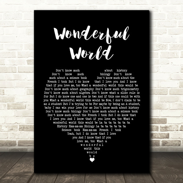 Sam Cooke Wonderful World Black Heart Song Lyric Quote Music Print