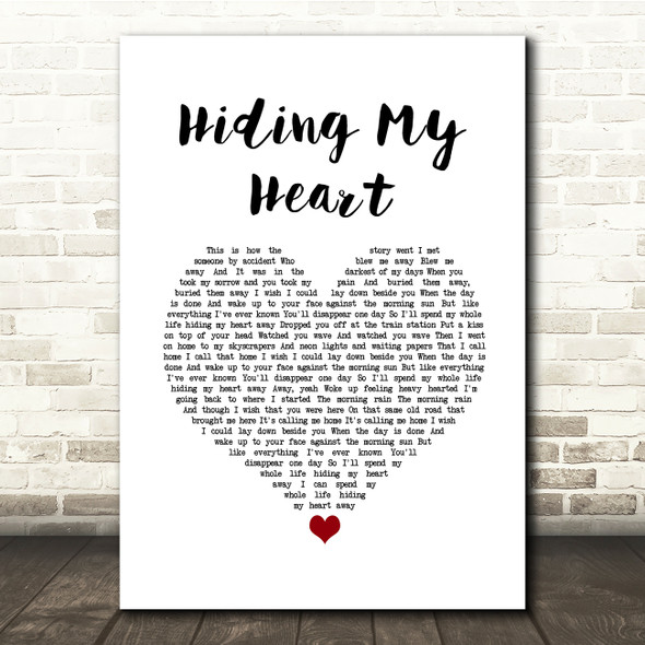 Adele Hiding My Heart White Heart Song Lyric Quote Music Print