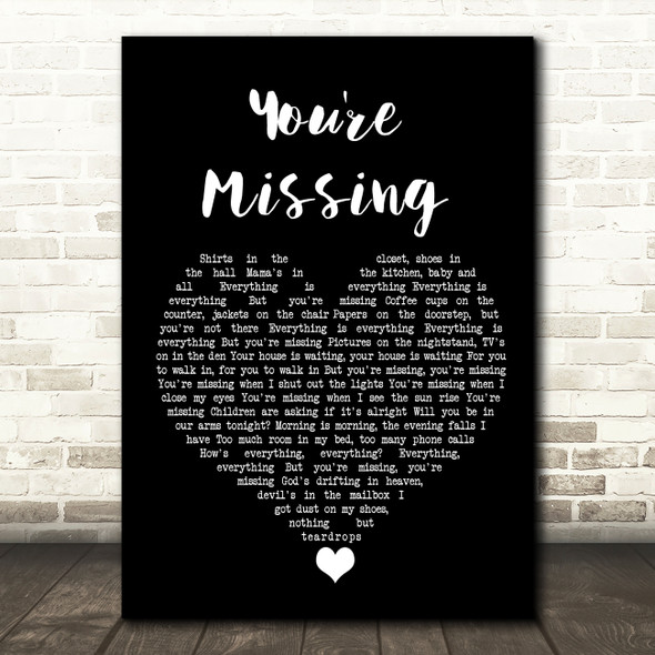 Bruce Springsteen You're Missing Black Heart Song Lyric Quote Music Print