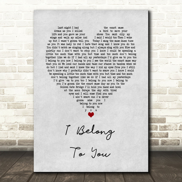 Brandi Carlile I Belong To You Grey Heart Song Lyric Quote Music Print