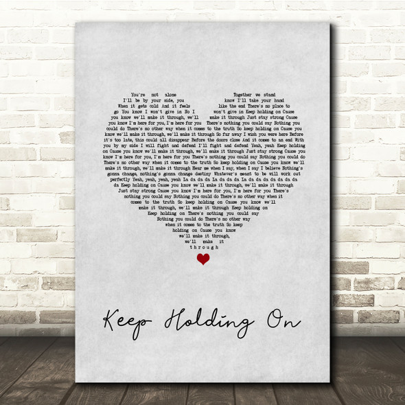 Avril Lavigne Keep Holding On Grey Heart Song Lyric Quote Music Print