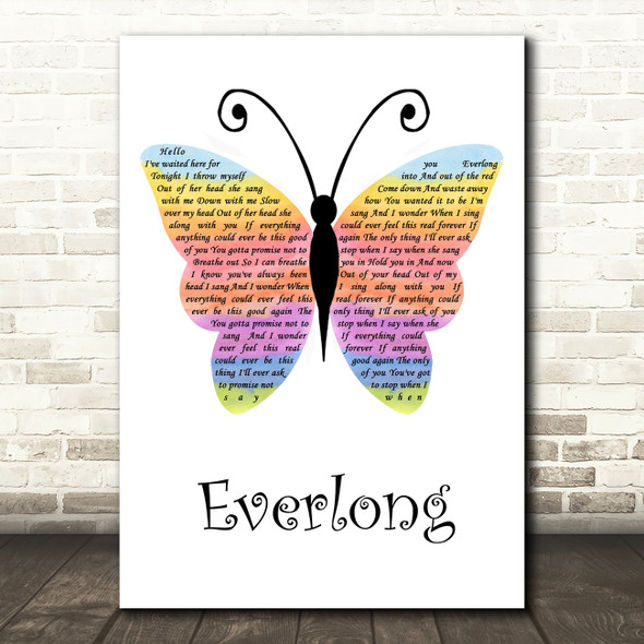 Foo Fighters Everlong Rainbow Butterfly Song Lyric Quote Music Print