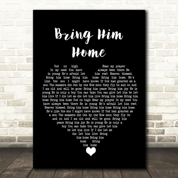 Alfie Boe Bring Him Home Black Heart Song Lyric Quote Music Print