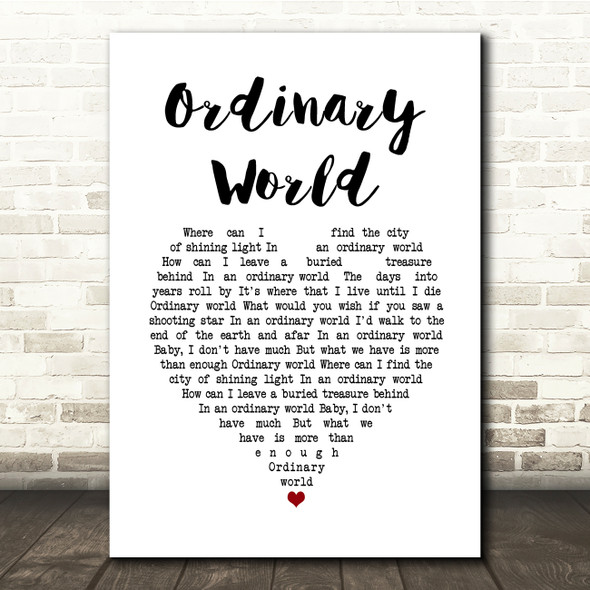 Green Day Ordinary World White Heart Song Lyric Quote Music Print