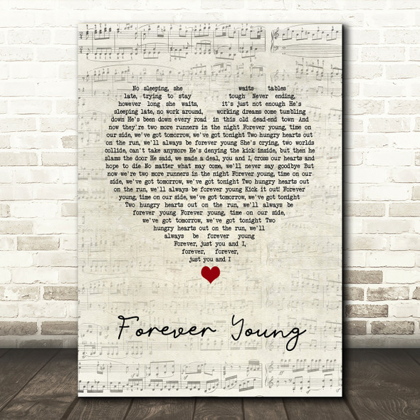 Tyketto Forever Young Script Heart Song Lyric Quote Music Print