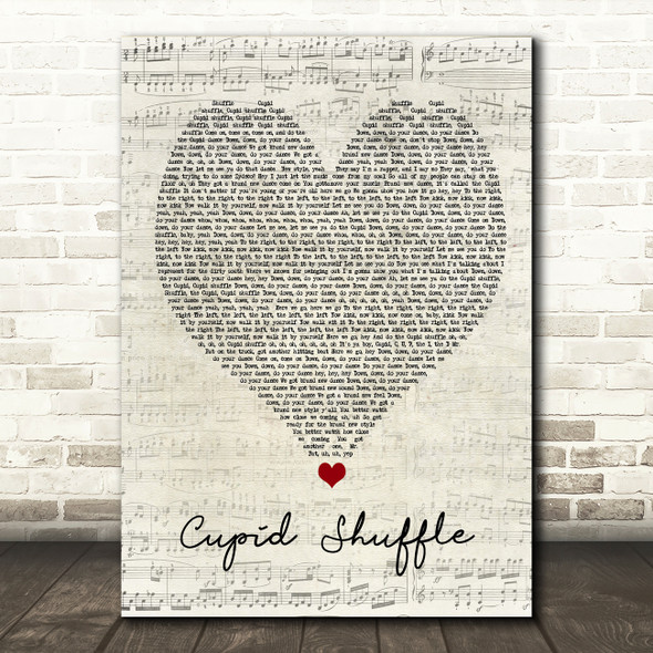 Cupid Cupid Shuffle Script Heart Song Lyric Quote Music Print