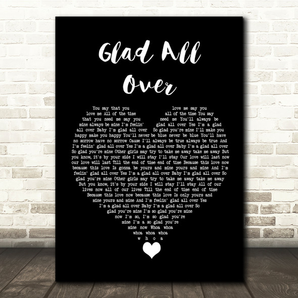 The Dave Clark Five Glad All Over Black Heart Song Lyric Quote Music Print