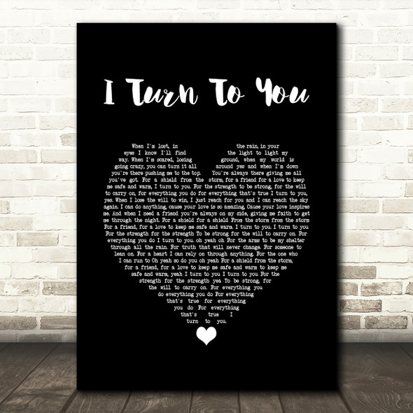 Christina Aguilera I Turn To You Black Heart Song Lyric Quote Music Print