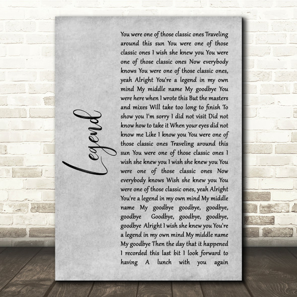 Twenty One Pilots Legend Grey Rustic Script Song Lyric Quote Music Print