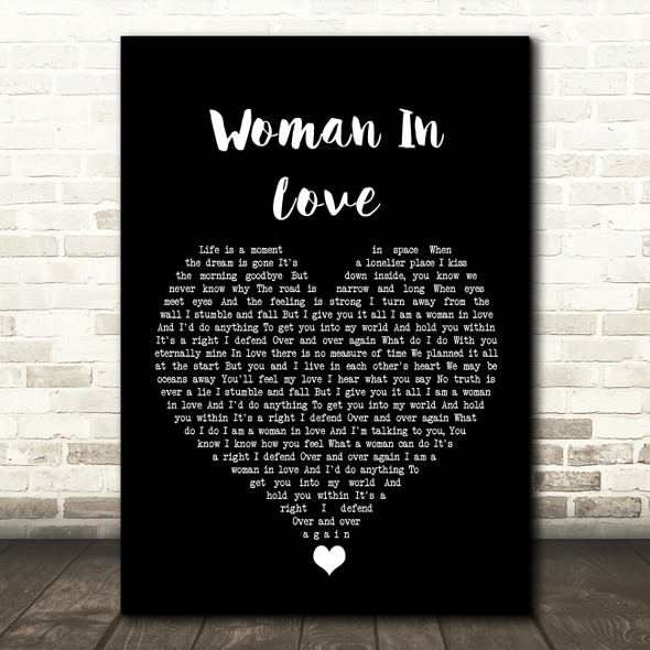 Barbra Streisand Woman In Love Black Heart Song Lyric Quote Music Print