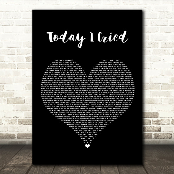 Professor Green Today I Cried Black Heart Song Lyric Quote Music Print