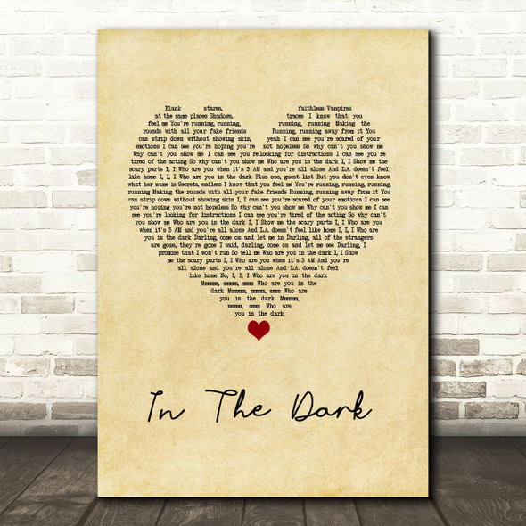 Camila Cabello In The Dark Vintage Heart Song Lyric Quote Music Print