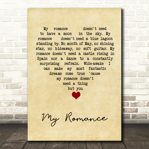 James Taylor My Romance Vintage Heart Song Lyric Quote Music Print