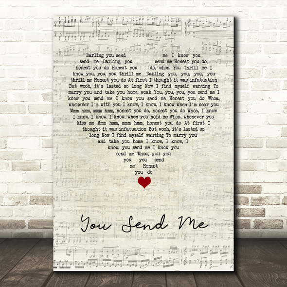 Sam Cooke You Send Me Script Heart Song Lyric Quote Music Print