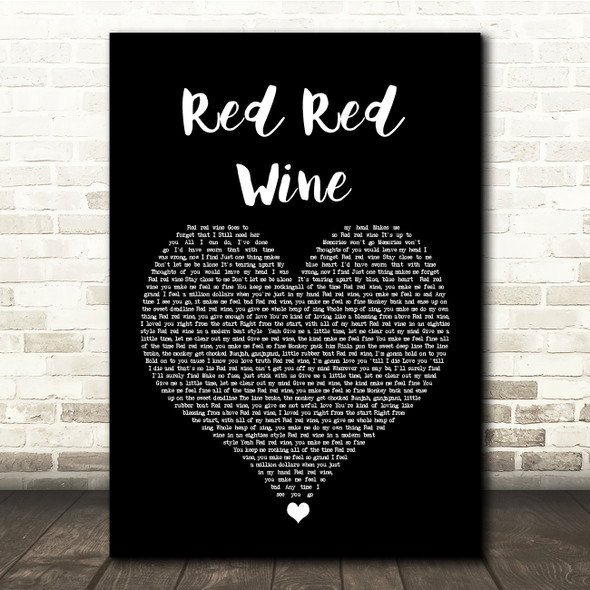 UB40 Red Red Wine Black Heart Song Lyric Quote Music Print