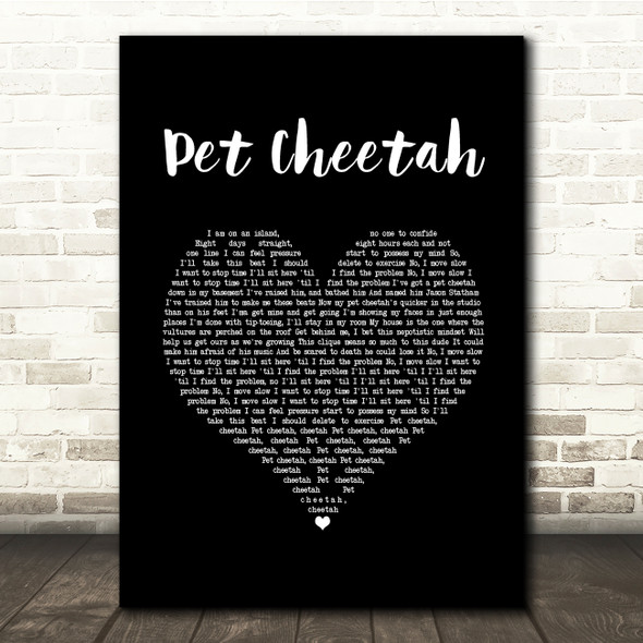 Twenty One Pilots Pet Cheetah Black Heart Song Lyric Quote Music Print