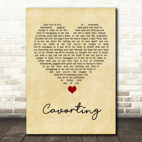 The Courteeners Cavorting Vintage Heart Song Lyric Quote Music Print