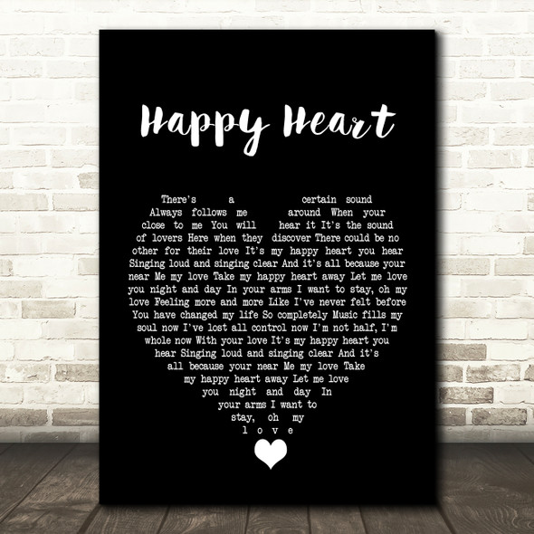 Andy Williams Happy Heart Black Heart Song Lyric Quote Music Print