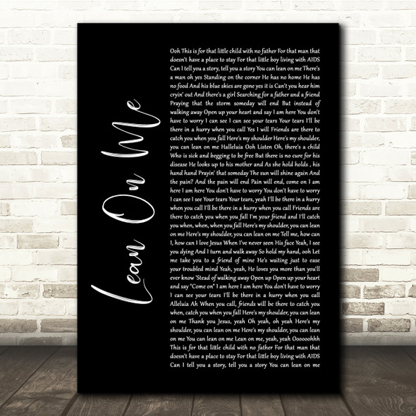 Kirk Franklin Lean On Me Black Script Song Lyric Quote Music Print