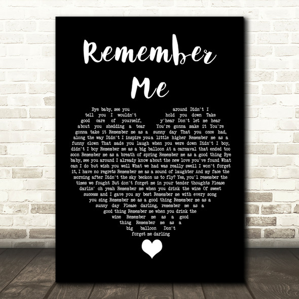 Diana Ross Remember Me Black Heart Song Lyric Quote Music Print