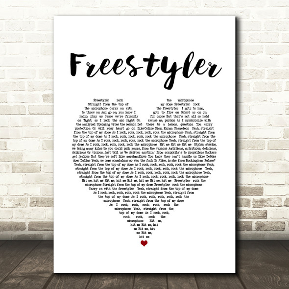 Bomfunk MC's Freestyler White Heart Song Lyric Quote Music Print