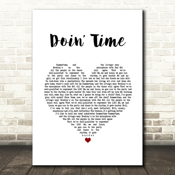 Lana Del Rey Doin' Time White Heart Song Lyric Quote Music Print