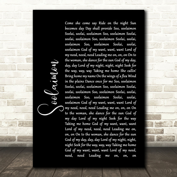 Neil Diamond Soolaimon Black Script Song Lyric Quote Music Print