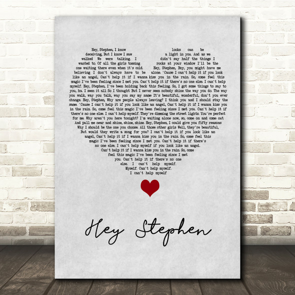 Taylor Swift Hey Stephen Grey Heart Song Lyric Quote Music Print