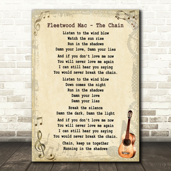 Fleetwood Mac The Chain Song Lyric Vintage Quote Print