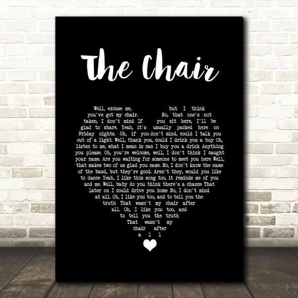 George Strait The Chair Black Heart Song Lyric Quote Music Print