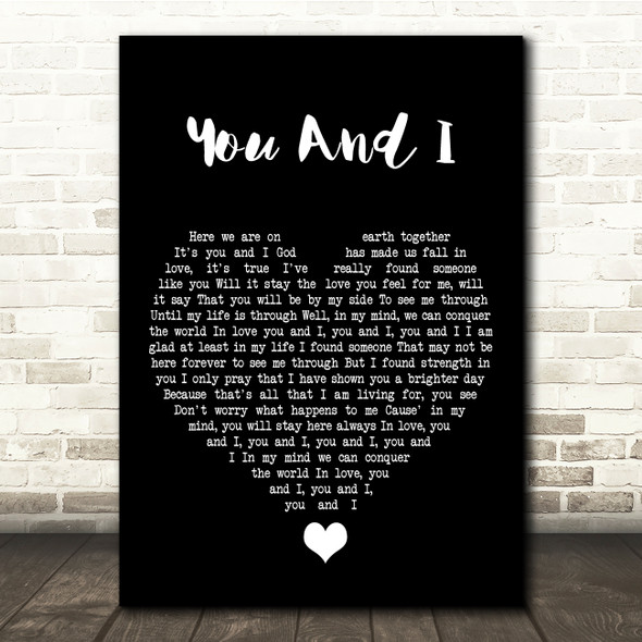 Stevie Wonder You And I Black Heart Song Lyric Quote Music Print