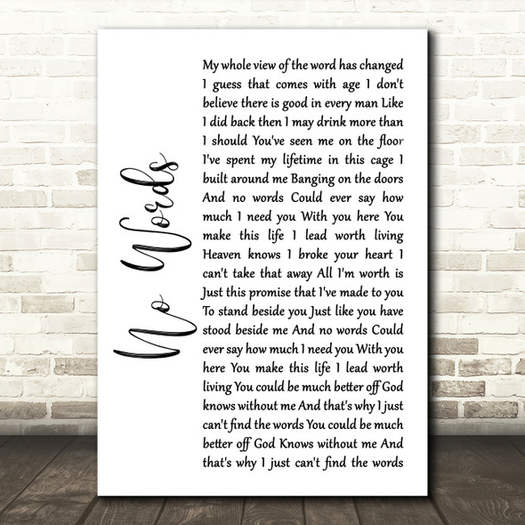 Cody Jinks No Words White Script Song Lyric Quote Music Print