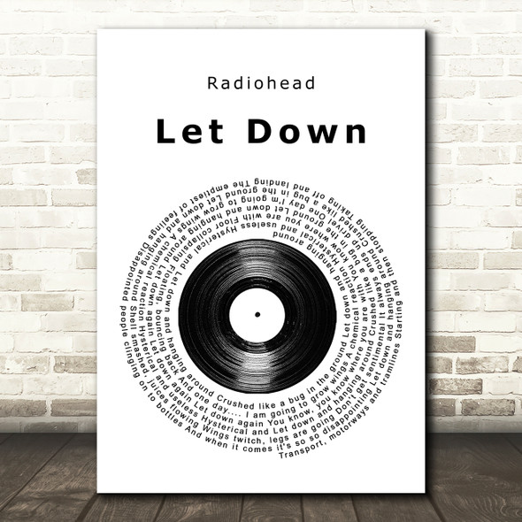 Radiohead Let Down Vinyl Record Song Lyric Quote Music Print