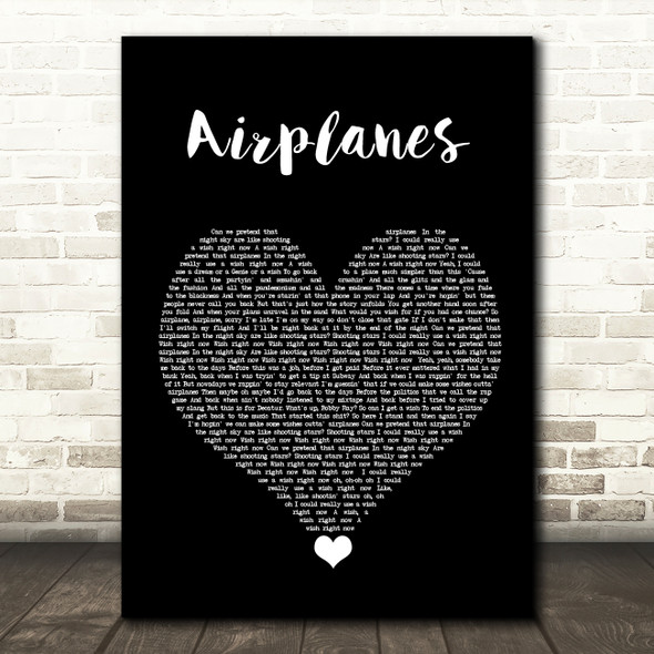 BoB Airplanes Black Heart Song Lyric Quote Music Print