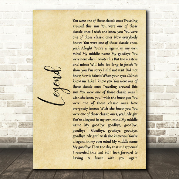 Twenty One Pilots Legend Rustic Script Song Lyric Quote Music Print