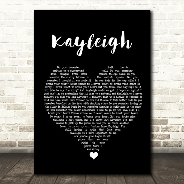 Marillion Kayleigh Black Heart Song Lyric Quote Music Print
