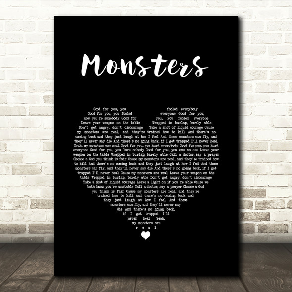 Shinedown MONSTERS Black Heart Song Lyric Quote Music Print