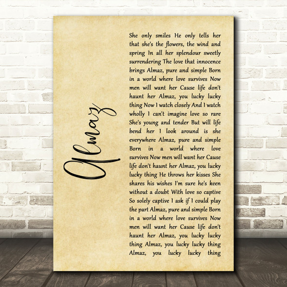 Randy Crawford Almaz Rustic Script Song Lyric Quote Music Print