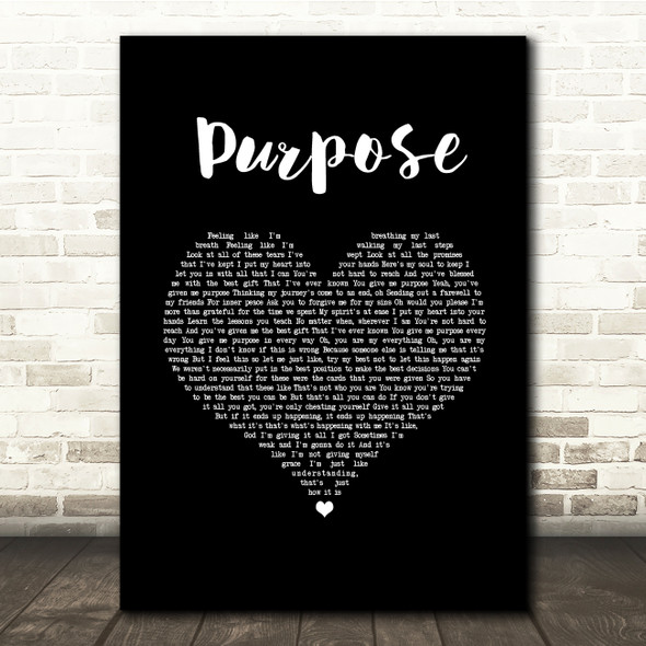 Justin Bieber Purpose Black Heart Song Lyric Quote Music Print