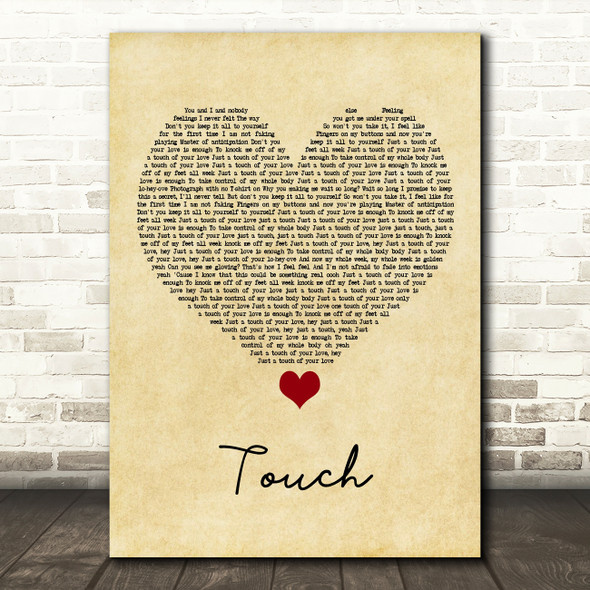 Little Mix Touch Vintage Heart Song Lyric Quote Music Print